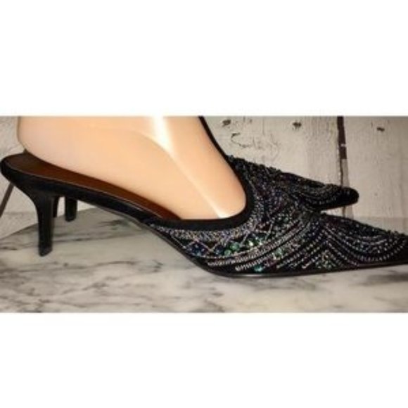 CHARLES ALBERT HEELS size 8.5 bling mule 2.5"heel - Picture 2 of 4